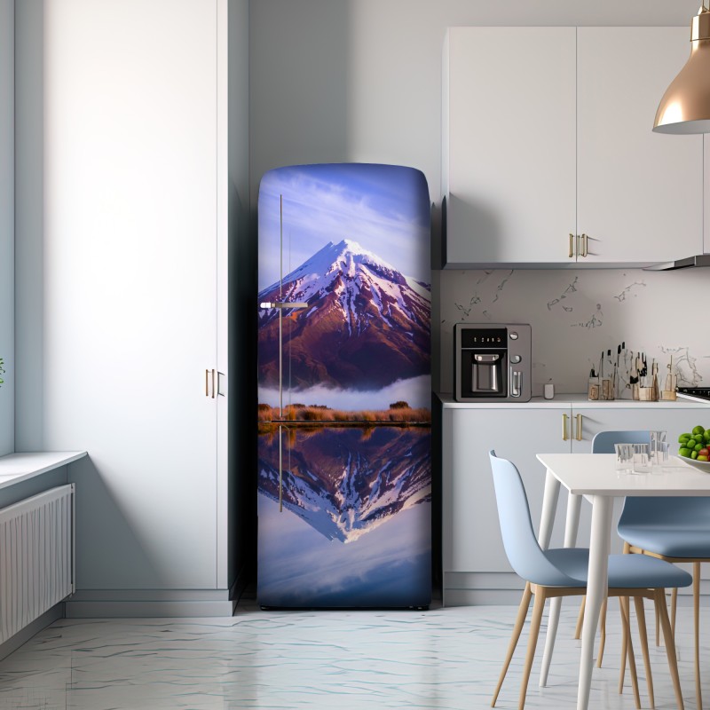 Naklejka na lodówkę majestatyczne odbicie góry o wschodzie słońca – Wallissimo® Naklejka na lodówkę majestatyczne odbicie góry o wschodzie słońca – Wallissimo®