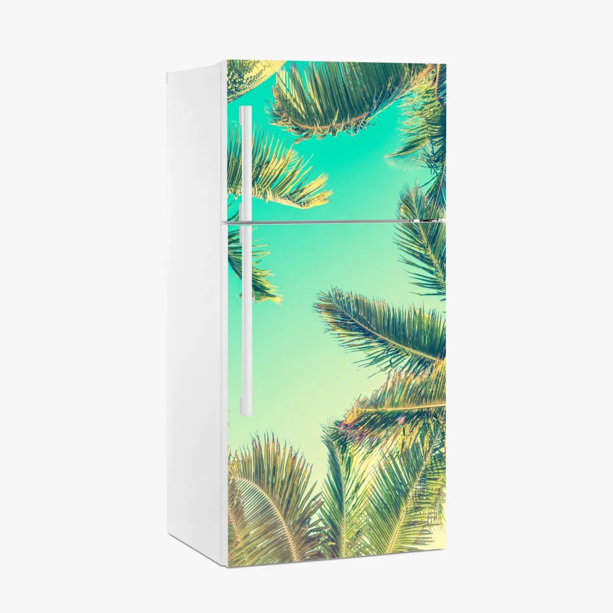 Naklejka na lodówkę vintage turkusowy baldachim palm – Wallissimo® Naklejka na lodówkę vintage turkusowy baldachim palm – Wallissimo®