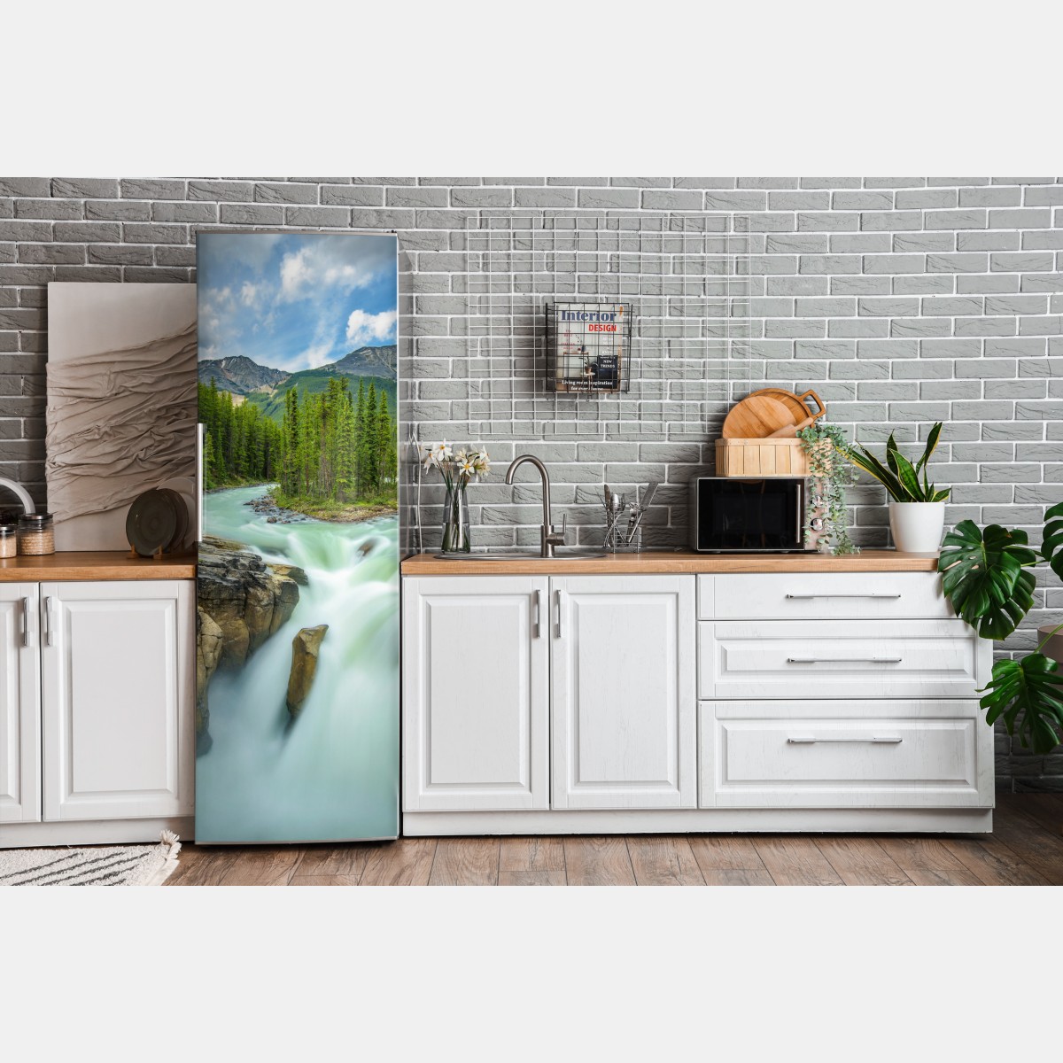 Naklejka na lodówkę mglisty wąwóz przy Upper Sunwapta Falls, Jasper National Park – Wallissimo® Naklejka na lodówkę mglisty wąwóz przy Upper Sunwapta Falls, Jasper National Park – Wallissimo®