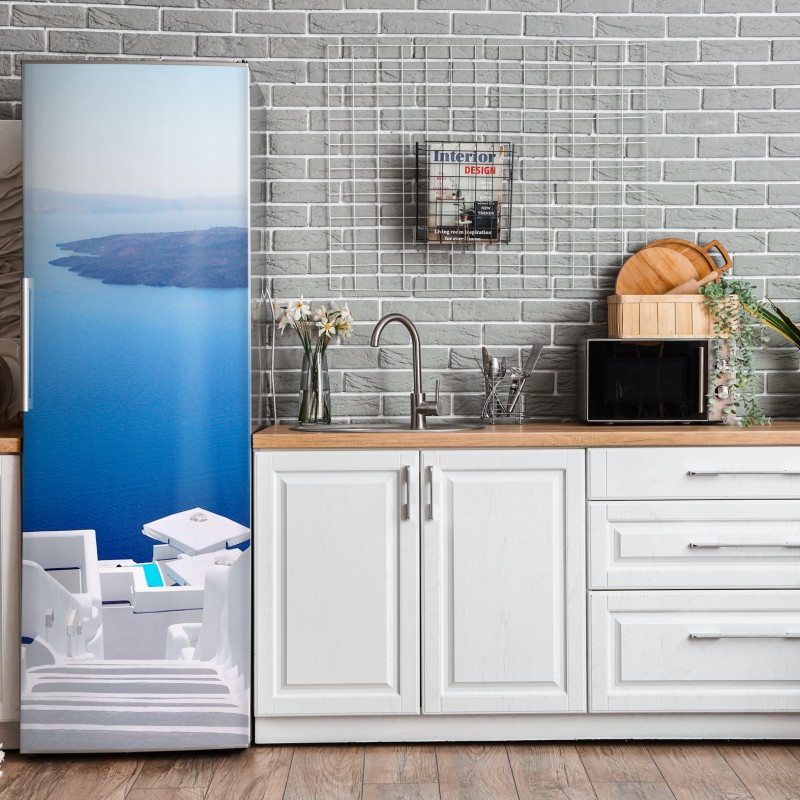 Naklejka na lodówkę różowe akwarelowe kwiaty na czarnym tle – Wallissimo®