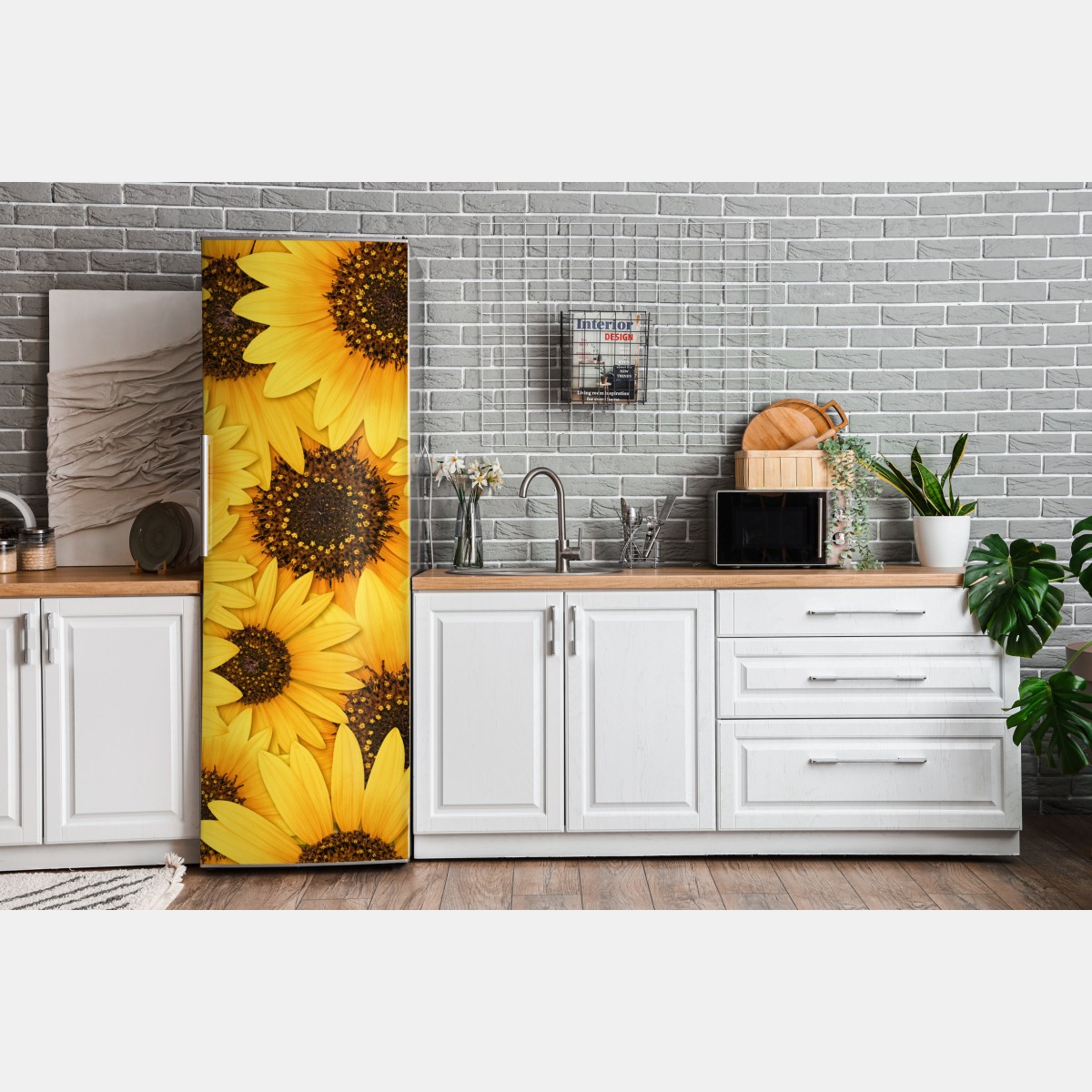 Naklejka na lodówkę złote słoneczniki – Wallissimo® Naklejka na lodówkę złote słoneczniki – Wallissimo®