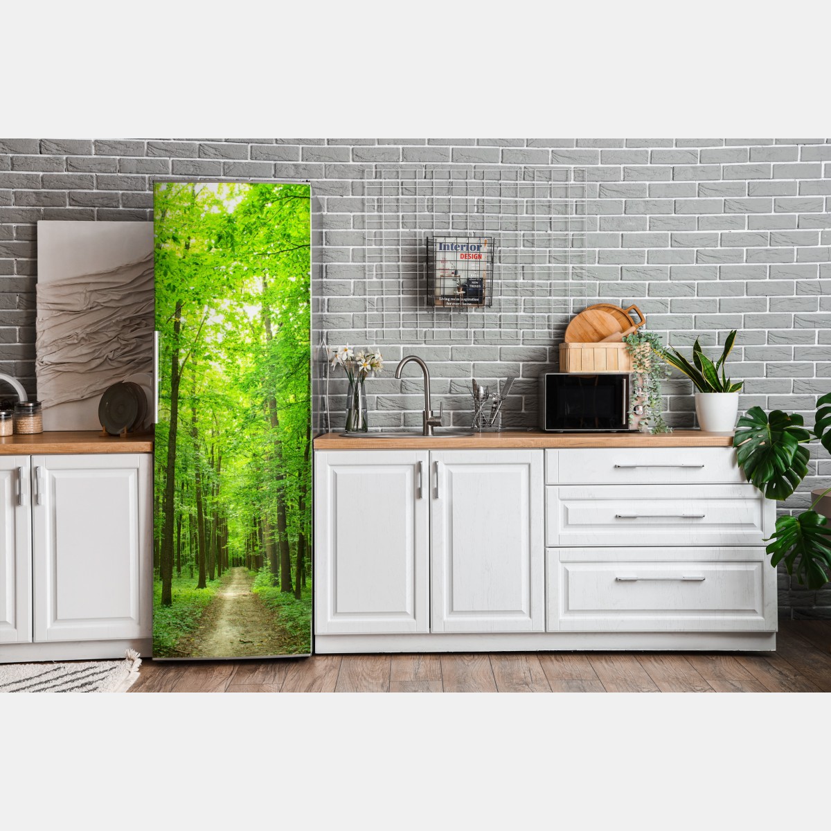 Naklejka na lodówkę spokojna leśna ścieżka – Wallissimo® Naklejka na lodówkę spokojna leśna ścieżka – Wallissimo®