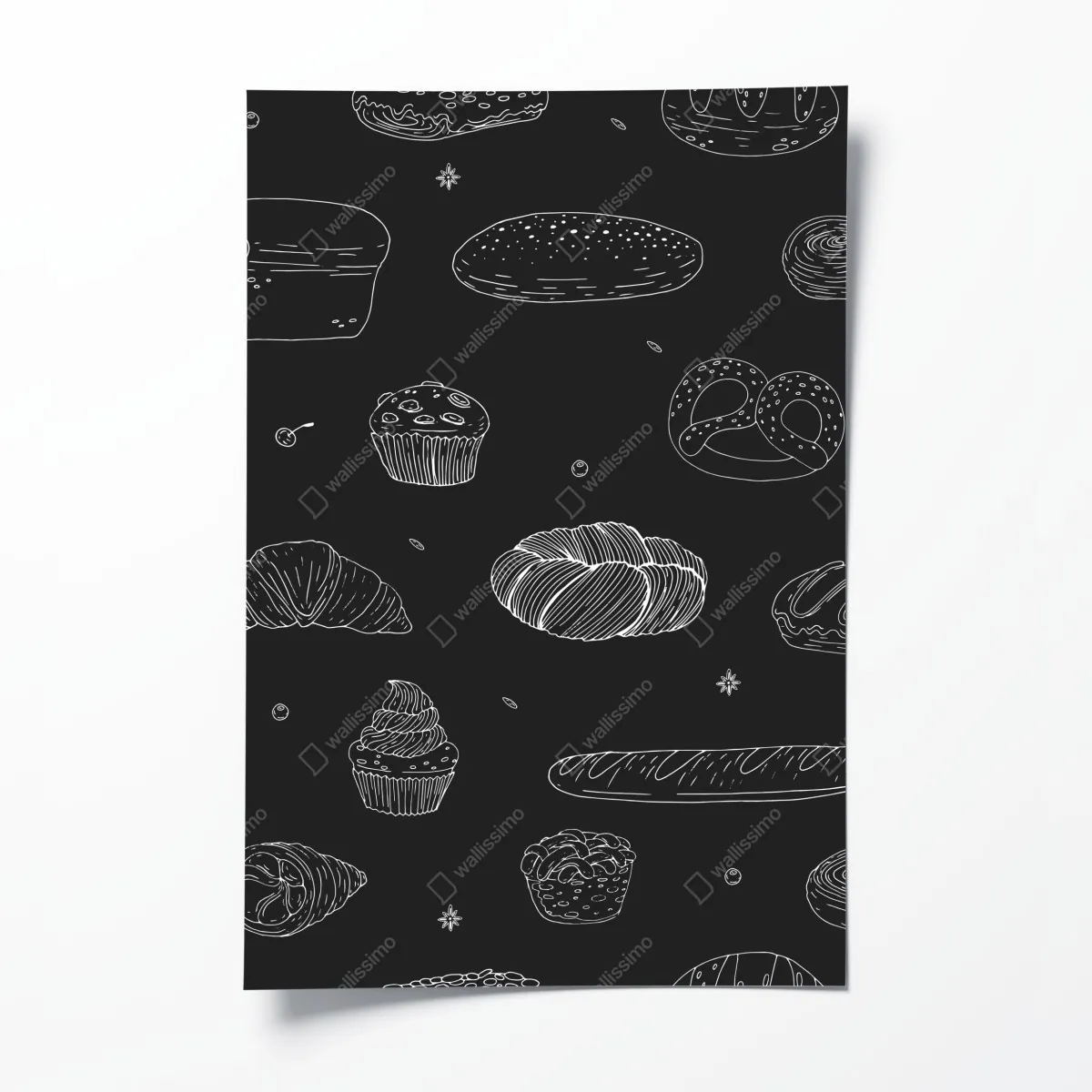 Plakat wzór wypieków na czarnym tle – Wallissimo® Plakat wzór wypieków na czarnym tle – Wallissimo®