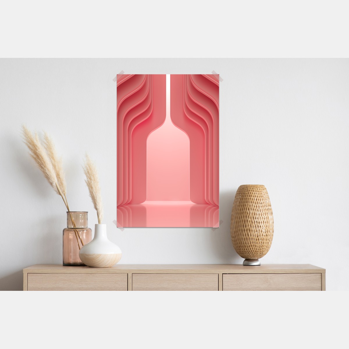 Plakat nowoczesne luksusowe wnętrze w odcieniach koralowego różu – Wallissimo® Plakat nowoczesne luksusowe wnętrze w odcieniach koralowego różu – Wallissimo®