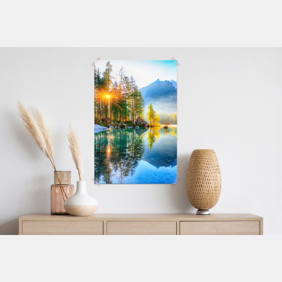 Plakat Hintersee jesienny wschód słońca nad turkusowym jeziorem – Wallissimo® Plakat Hintersee jesienny wschód słońca nad turkusowym jeziorem – Wallissimo®