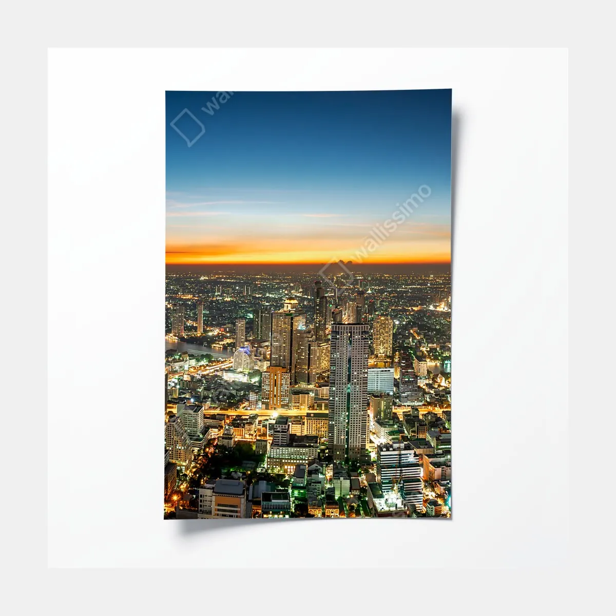 Plakat panorama Bangkoku o zmierzchu – Wallissimo® Plakat panorama Bangkoku o zmierzchu – Wallissimo®