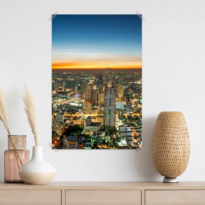 Plakat panorama Bangkoku o zmierzchu – Wallissimo® Plakat panorama Bangkoku o zmierzchu – Wallissimo®