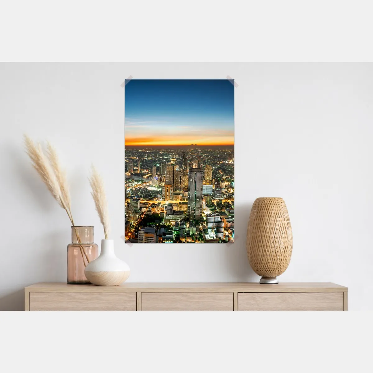 Plakat panorama Bangkoku o zmierzchu – Wallissimo® Plakat panorama Bangkoku o zmierzchu – Wallissimo®