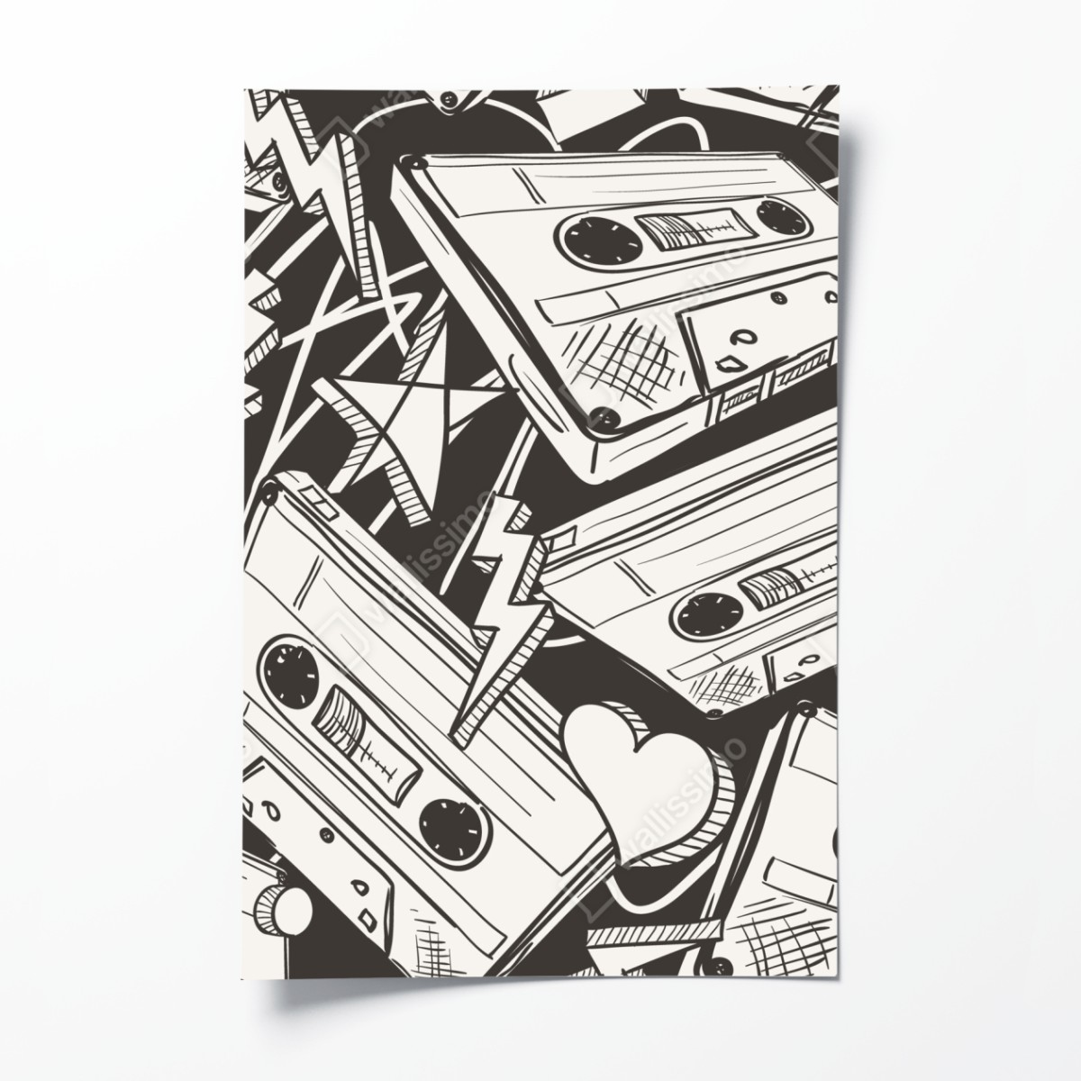 Poster vintage cassette tape pattern