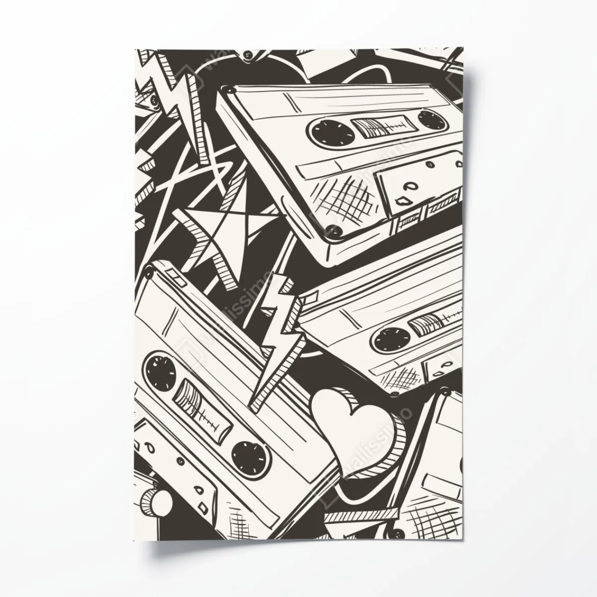 Plakat wzór kaset magnetofonowych w stylu retro – Wallissimo® Plakat wzór kaset magnetofonowych w stylu retro – Wallissimo®