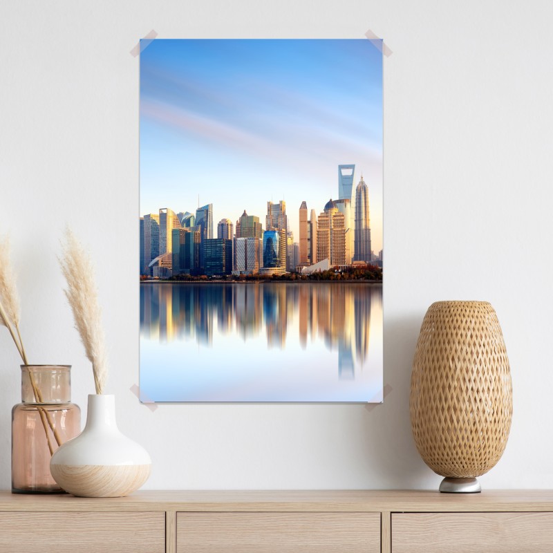 Plakat Szanghaj linia horyzontu nad wodą – Wallissimo® Plakat Szanghaj linia horyzontu nad wodą – Wallissimo®