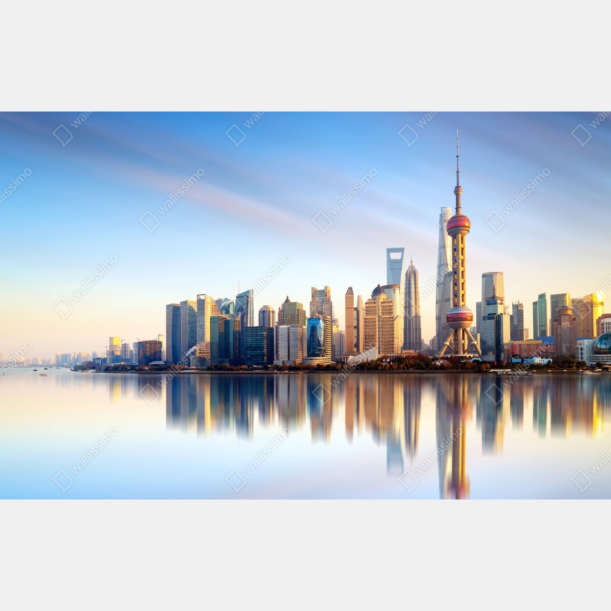 Plakat Szanghaj linia horyzontu nad wodą – Wallissimo® Plakat Szanghaj linia horyzontu nad wodą – Wallissimo®