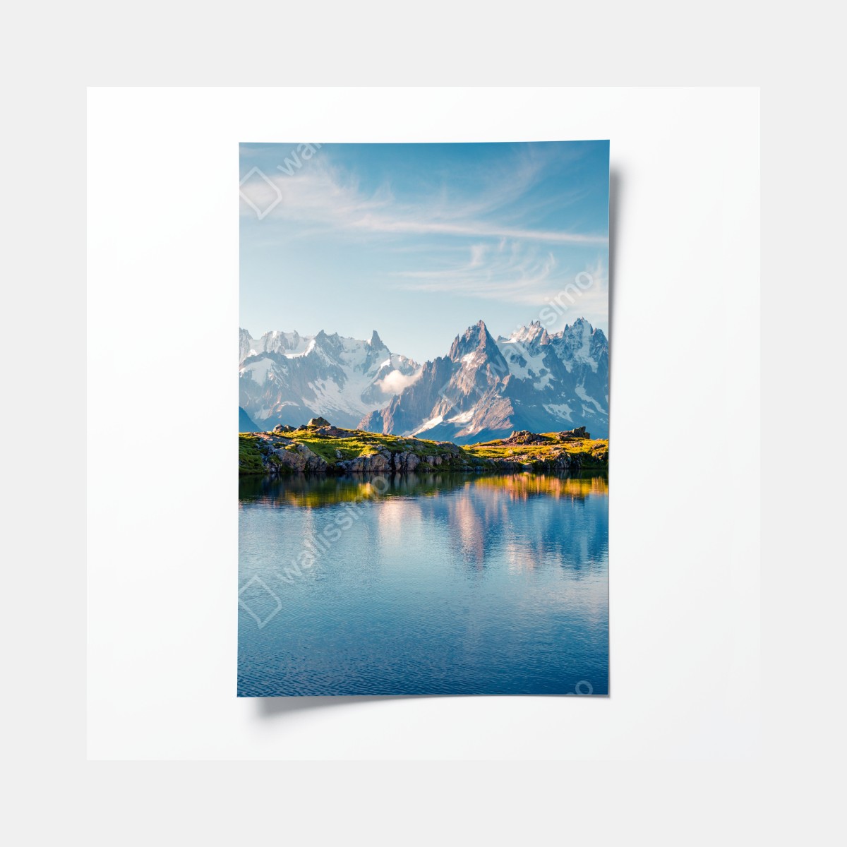 Poster panoramic view of Lac Blanc and Mont Blanc