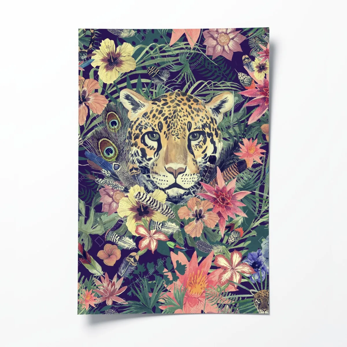 Plakat vintage akwarelowy lampart w tropikalnych liściach – Wallissimo® Plakat vintage akwarelowy lampart w tropikalnych liściach – Wallissimo®