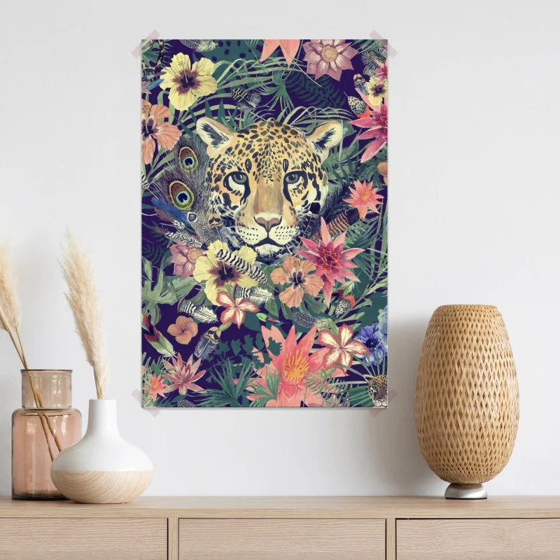 Plakat vintage akwarelowy lampart w tropikalnych liściach – Wallissimo® Plakat vintage akwarelowy lampart w tropikalnych liściach – Wallissimo®