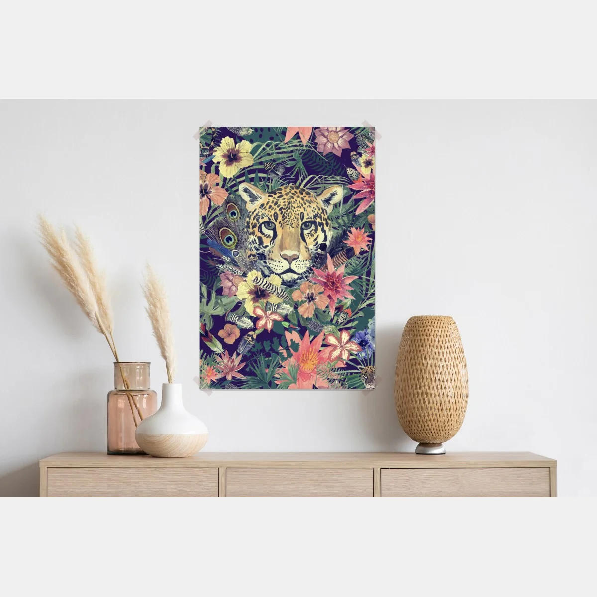 Plakat vintage akwarelowy lampart w tropikalnych liściach – Wallissimo® Plakat vintage akwarelowy lampart w tropikalnych liściach – Wallissimo®