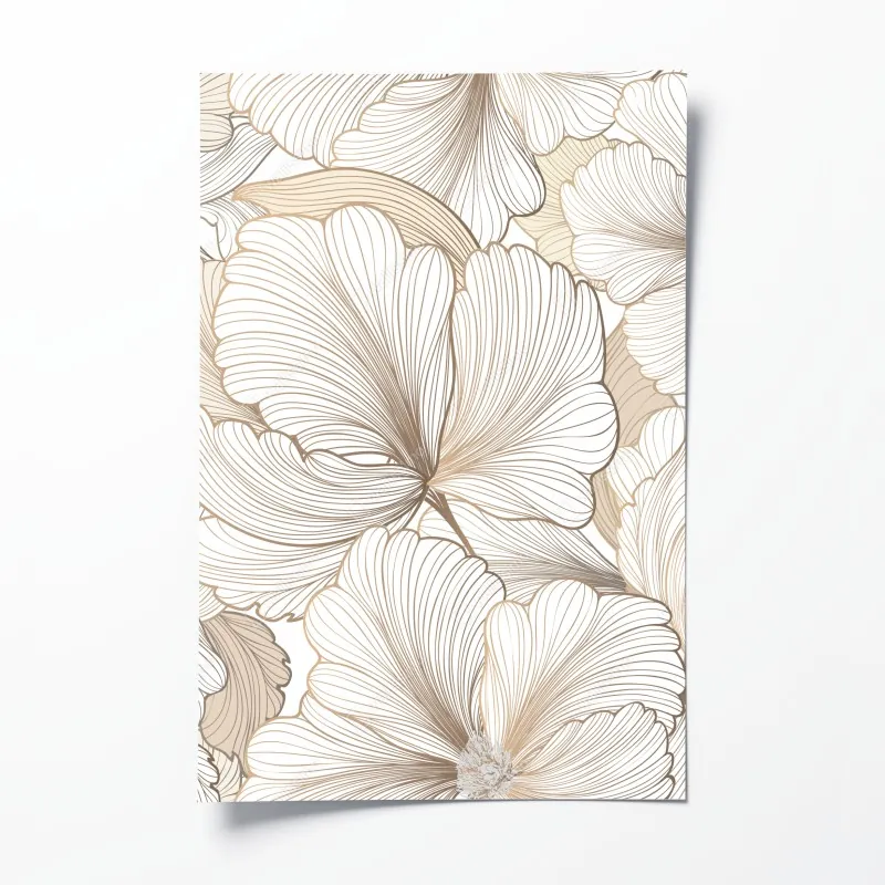 Plakat delikatna beżowa ilustracja kwiatowa