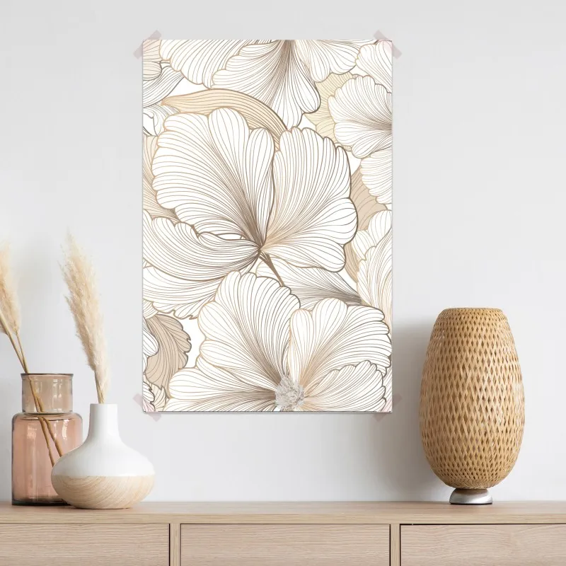 Plakat delikatna beżowa ilustracja kwiatowa – Wallissimo® Plakat delikatna beżowa ilustracja kwiatowa – Wallissimo®