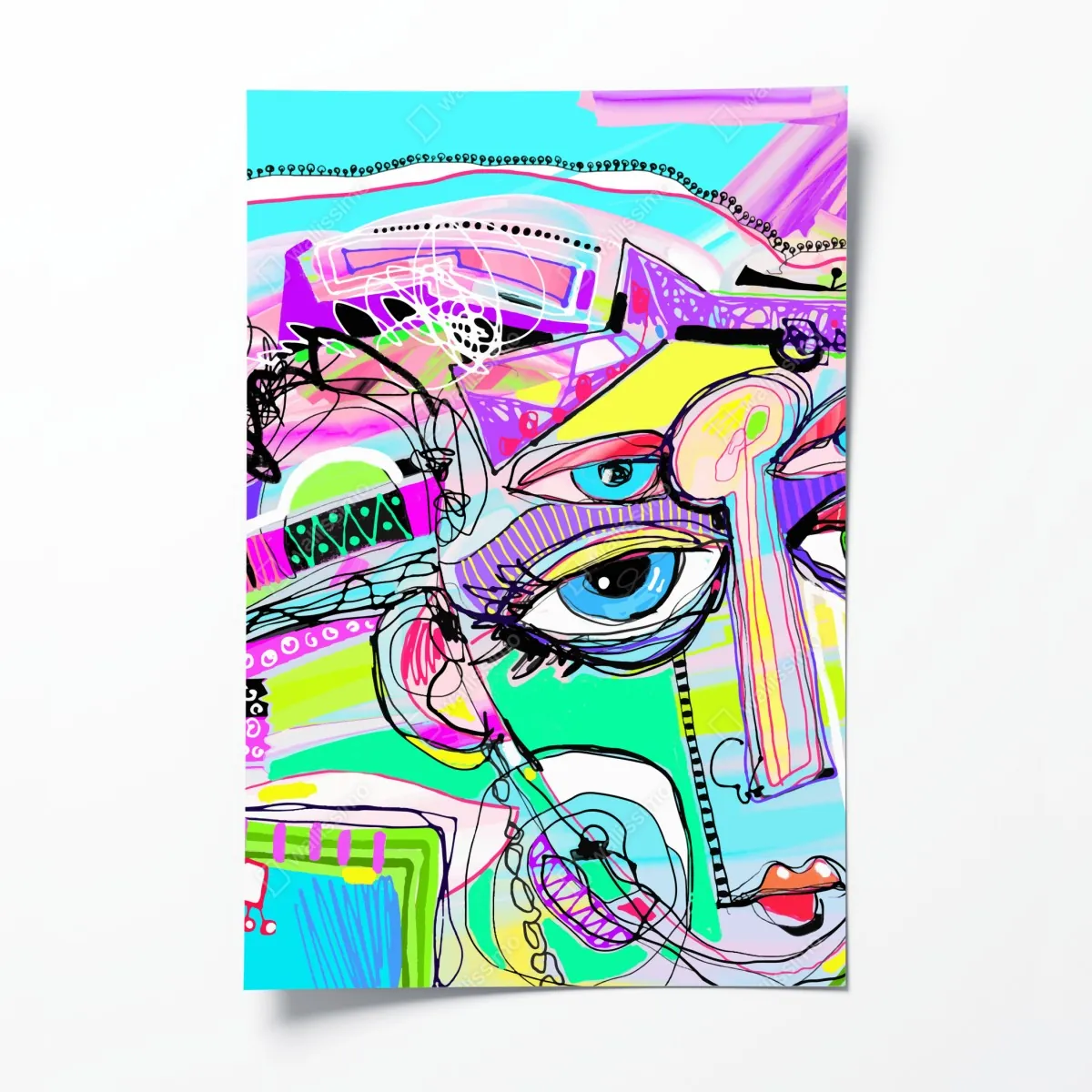 Plakat abstrakcyjna twarz w żywych kolorach – Wallissimo® Plakat abstrakcyjna twarz w żywych kolorach – Wallissimo®