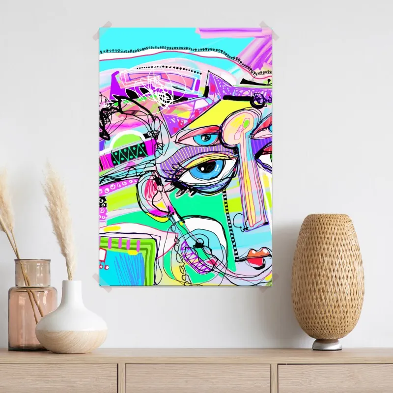 Plakat abstrakcyjna twarz w żywych kolorach – Wallissimo® Plakat abstrakcyjna twarz w żywych kolorach – Wallissimo®