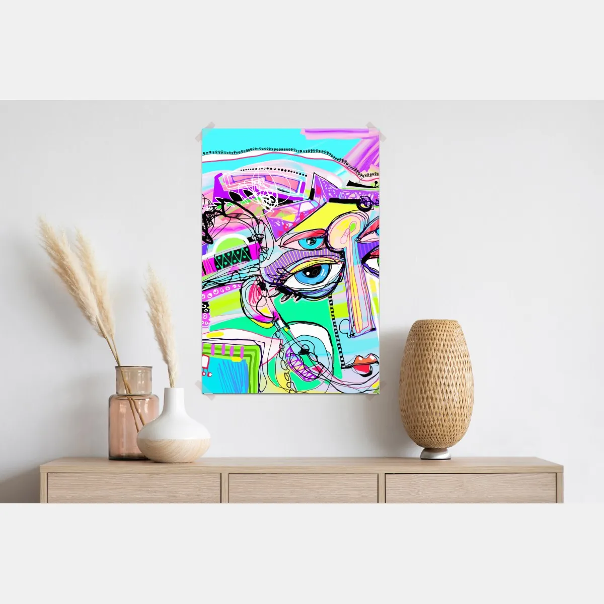 Plakat abstrakcyjna twarz w żywych kolorach – Wallissimo® Plakat abstrakcyjna twarz w żywych kolorach – Wallissimo®