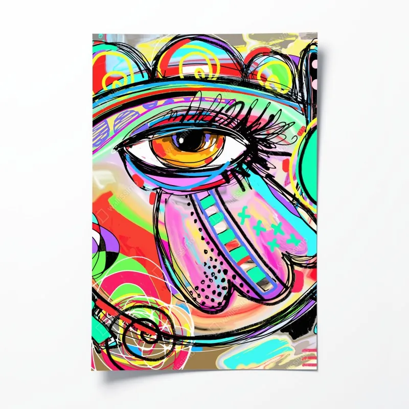 Plakat żywe abstrakcyjne oko w stylu pop art