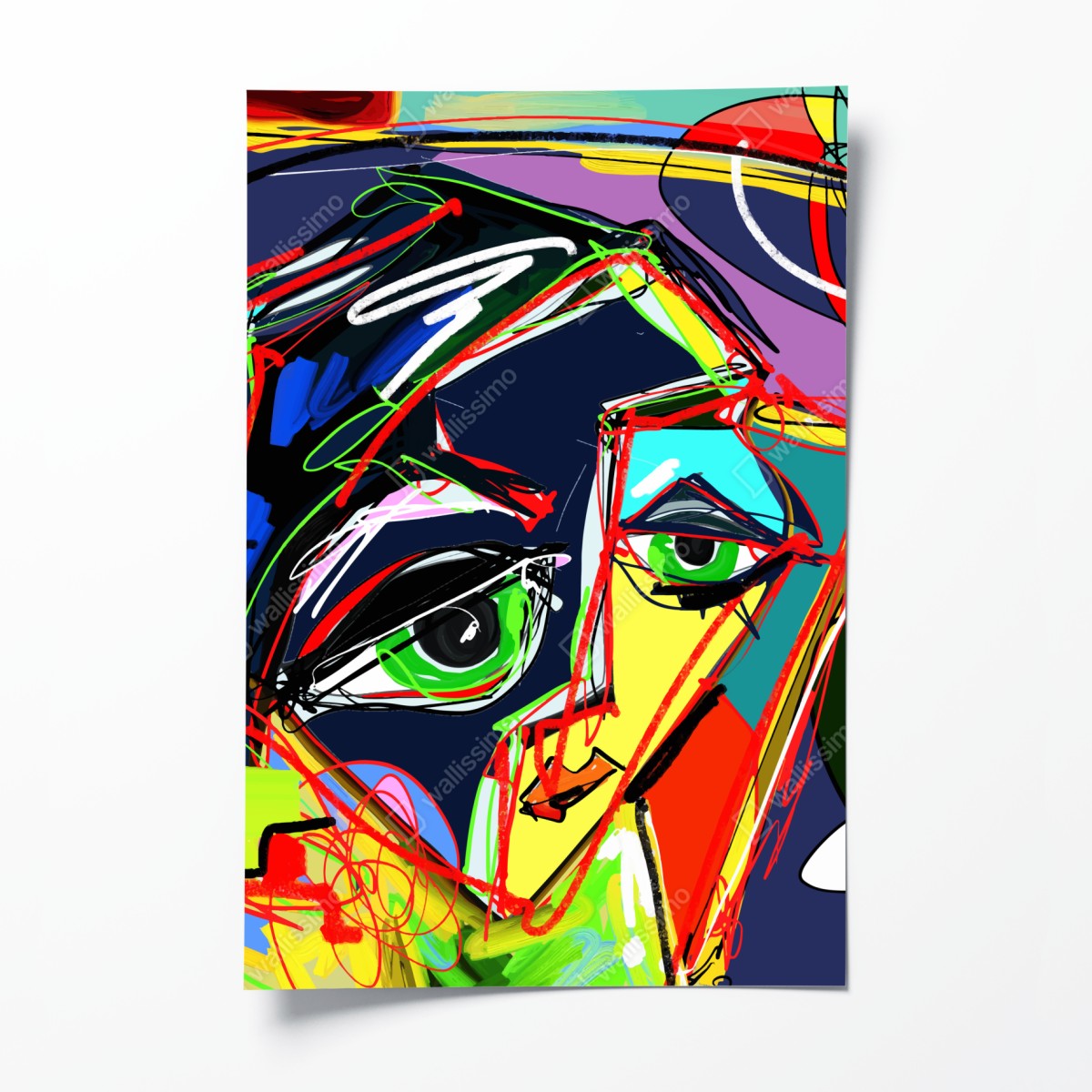 Poster vibrant abstract face portrait