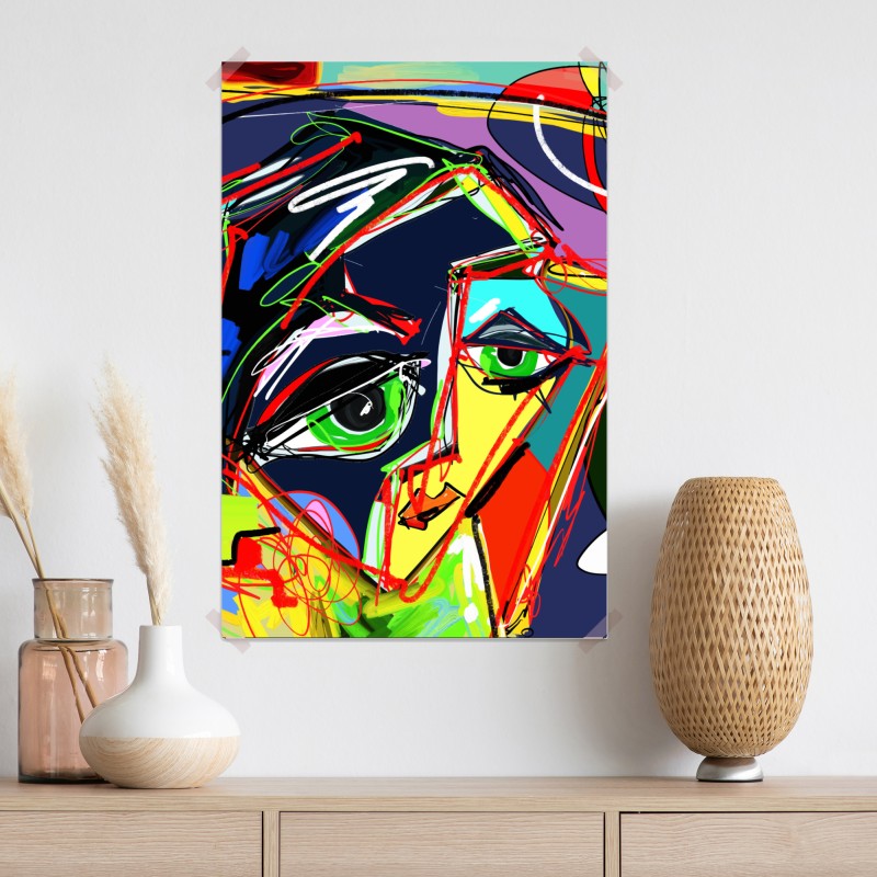 Plakat kolorowy abstrakcyjny portret twarzy – Wallissimo® Plakat kolorowy abstrakcyjny portret twarzy – Wallissimo®