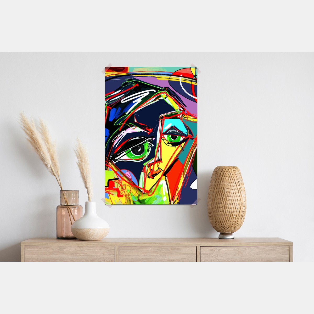 Plakat kolorowy abstrakcyjny portret twarzy – Wallissimo® Plakat kolorowy abstrakcyjny portret twarzy – Wallissimo®