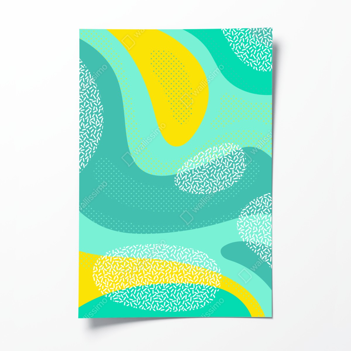 Poster turquoise and yellow abstract pattern