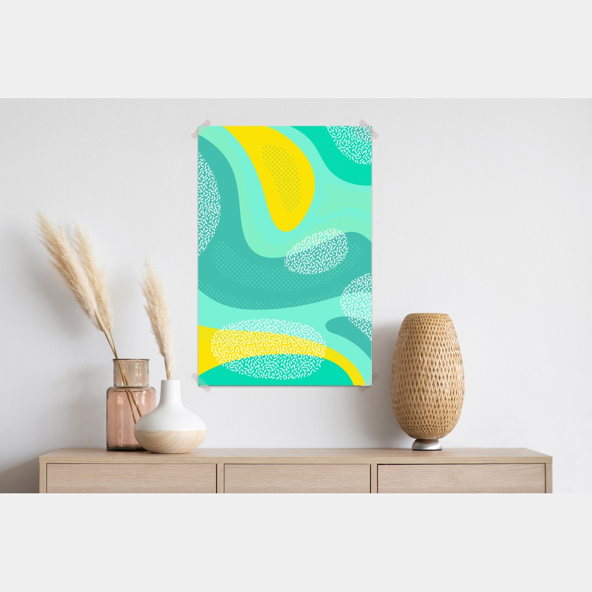 Plakat turkusowo-żółty abstrakcyjny wzór – Wallissimo® Plakat turkusowo-żółty abstrakcyjny wzór – Wallissimo®