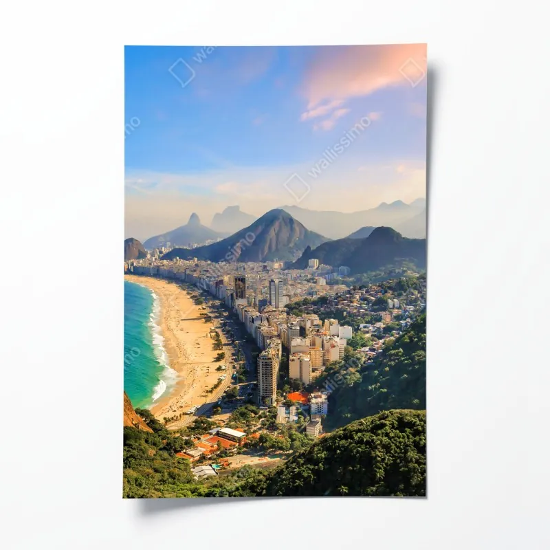 Plakat Copacabana i Ipanema panoramiczny widok z lotu ptaka