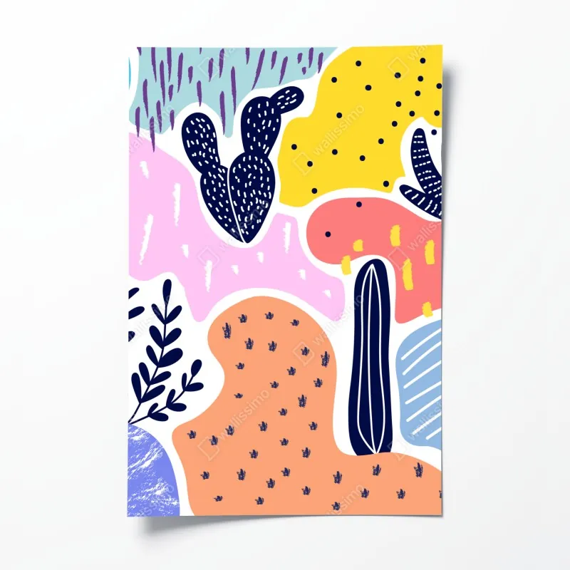 Plakat zabawny abstrakcyjny wzór roślinny