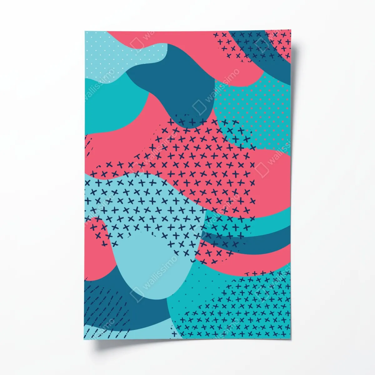 Plakat abstrakcyjny falisty wzór w turkusie i koralu – Wallissimo® Plakat abstrakcyjny falisty wzór w turkusie i koralu – Wallissimo®