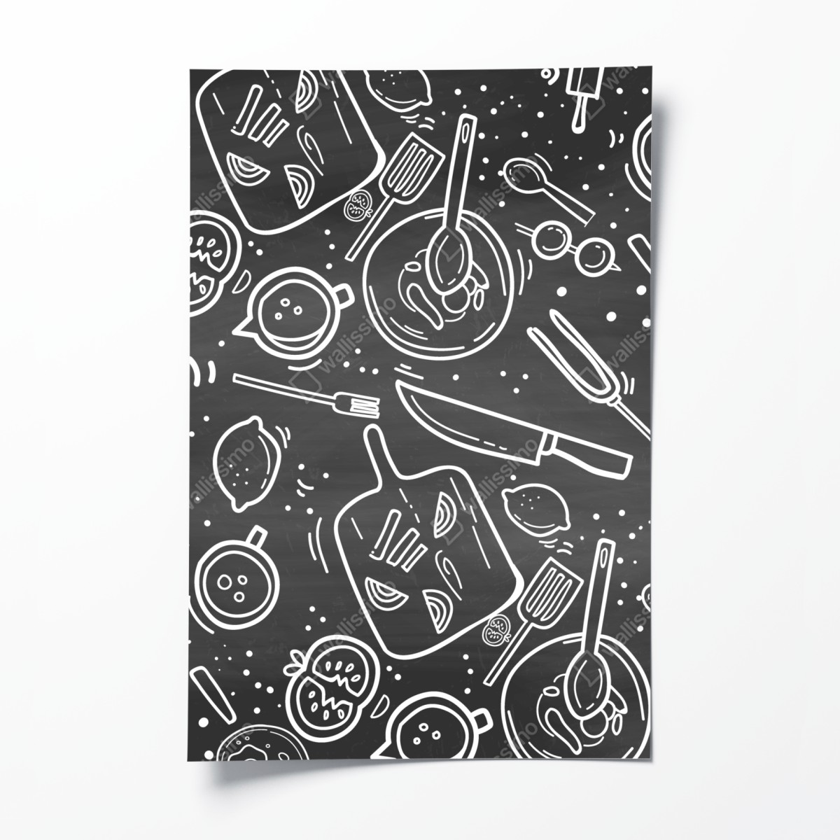 Poster kitchen chalkboard doodle pattern