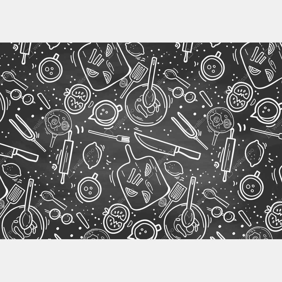 Plakat kuchenny wzór tablicowy z doodlami – Wallissimo® Plakat kuchenny wzór tablicowy z doodlami – Wallissimo®