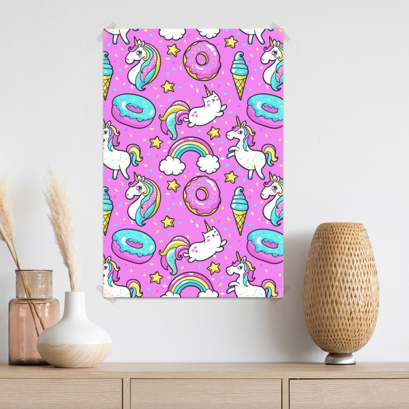 Plakat pastelowe jednorożce i słodkości – Wallissimo® Plakat pastelowe jednorożce i słodkości – Wallissimo®