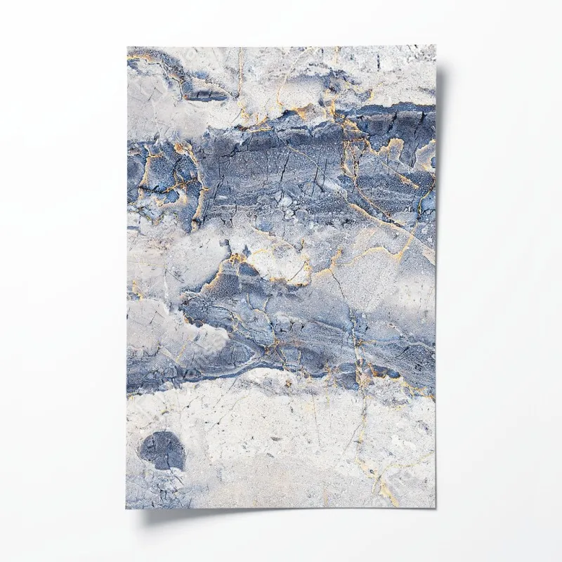 Plakat niebieski marmur ze złotymi żyłami