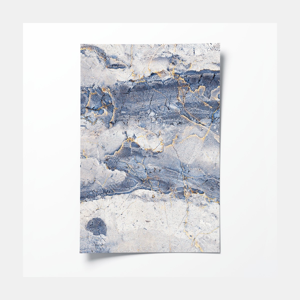 Poster blue marble texture with gold veins
