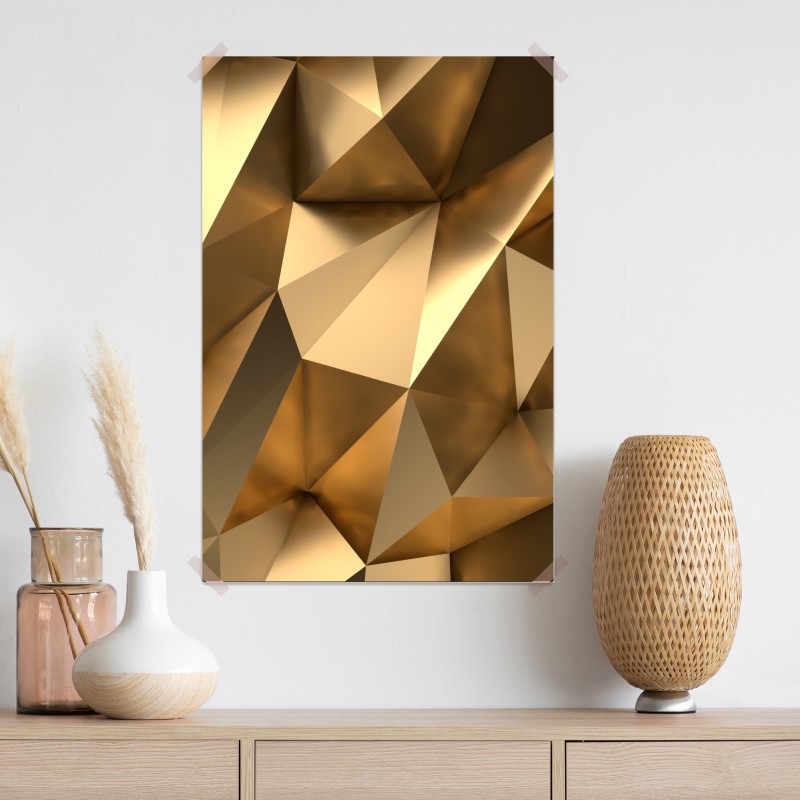 Plakat złote geometryczne fasety – Wallissimo® Plakat złote geometryczne fasety – Wallissimo®