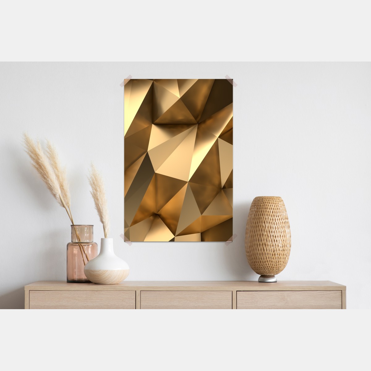 Plakat złote geometryczne fasety – Wallissimo® Plakat złote geometryczne fasety – Wallissimo®