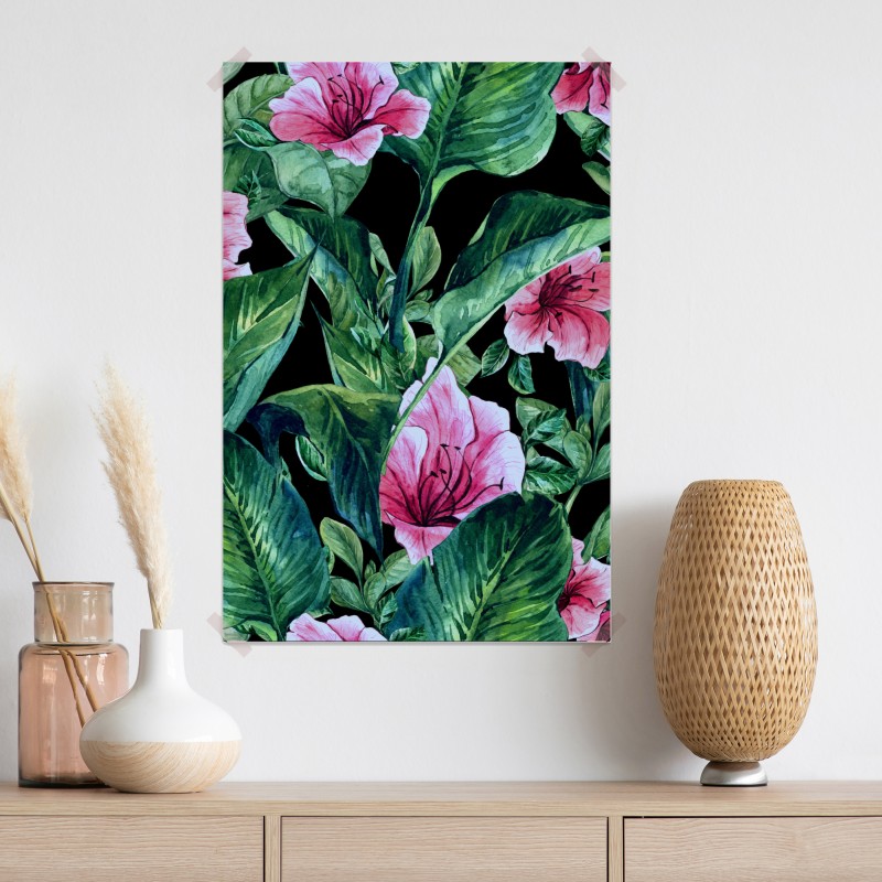 Plakat różowe akwarelowe kwiaty na czarnym tle – Wallissimo® Plakat różowe akwarelowe kwiaty na czarnym tle – Wallissimo®
