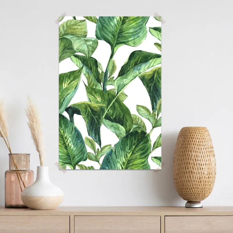 Plakat bujny akwarelowy wzór tropikalnych liści – Wallissimo® Plakat bujny akwarelowy wzór tropikalnych liści – Wallissimo®