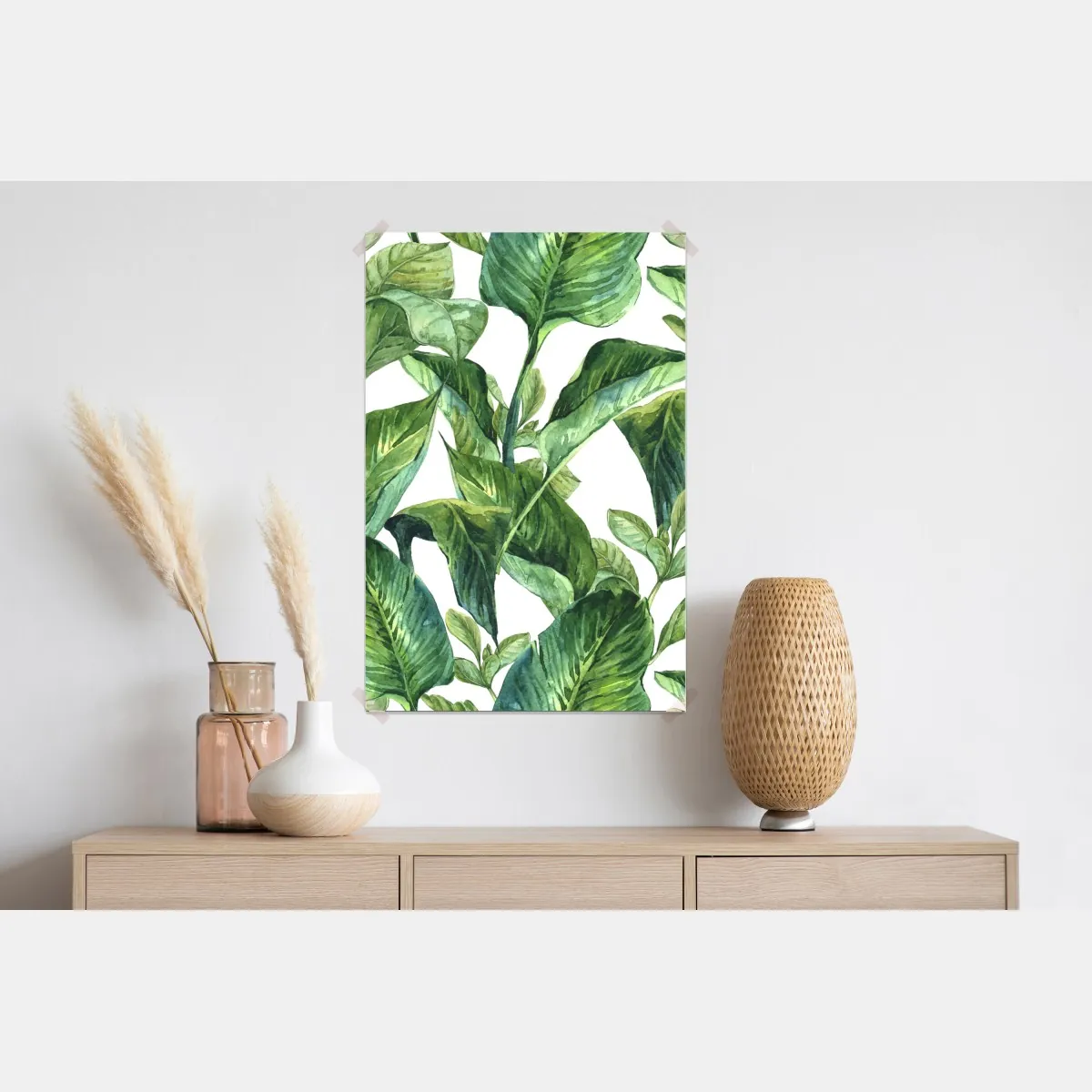 Plakat bujny akwarelowy wzór tropikalnych liści – Wallissimo® Plakat bujny akwarelowy wzór tropikalnych liści – Wallissimo®