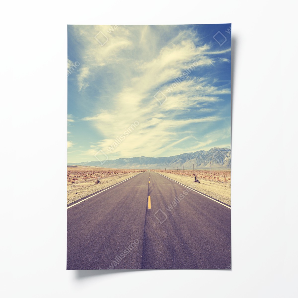 Poster vintage country highway under vast sky