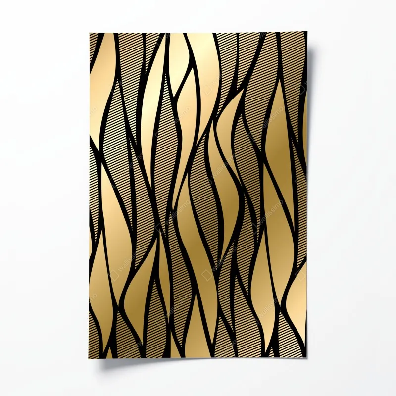 Plakat luksusowy złoty abstrakcyjny wzór fal