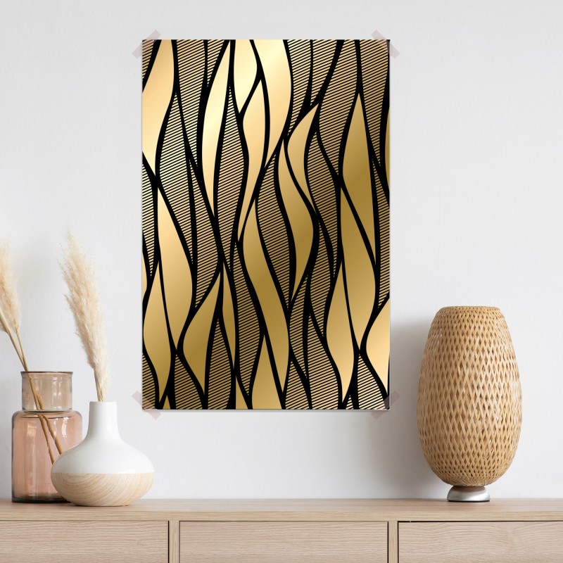 Plakat luksusowy złoty abstrakcyjny wzór fal – Wallissimo® Plakat luksusowy złoty abstrakcyjny wzór fal – Wallissimo®