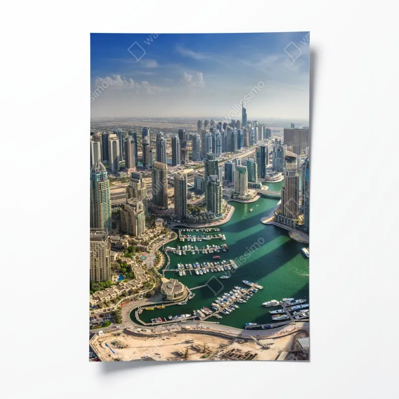 Plakat Dubaj Marina panorama miasta
