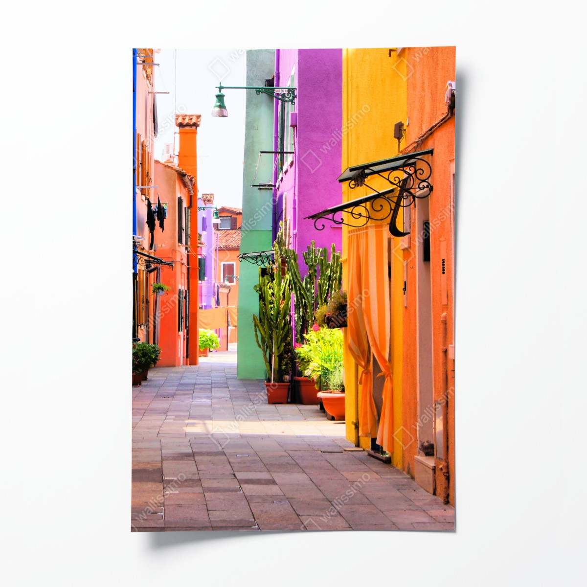 Poster vibrant coastal alleyway