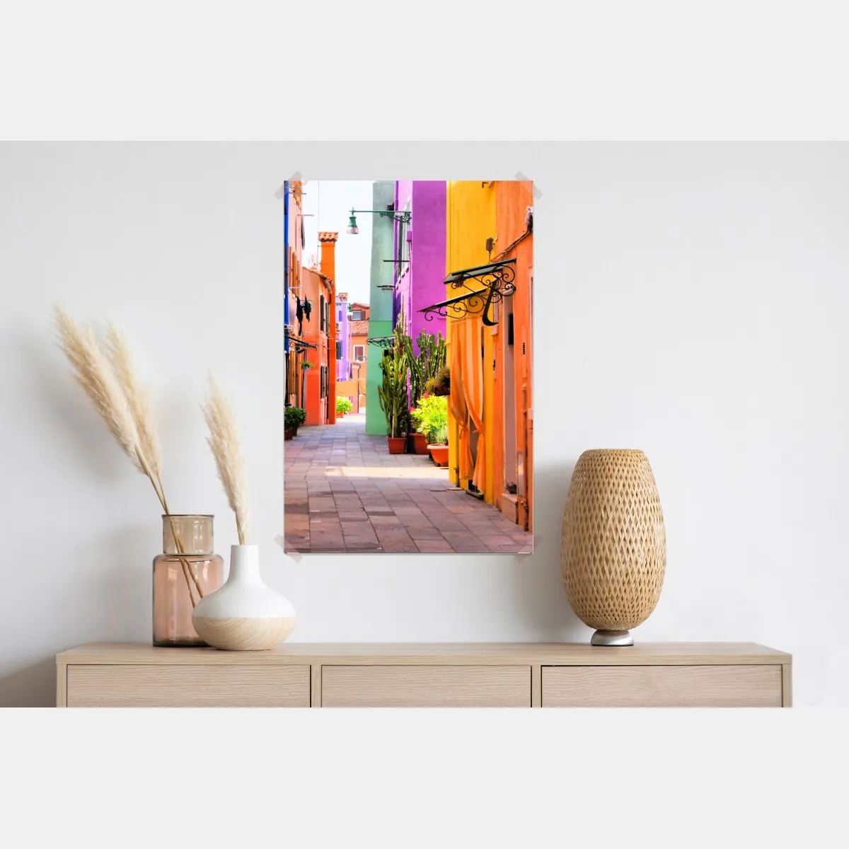 Plakat kolorowa śródziemnomorska uliczka – Wallissimo® Plakat kolorowa śródziemnomorska uliczka – Wallissimo®